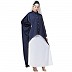 Designer Shirt style Kaftan with inner abaya- Navy Blue-White